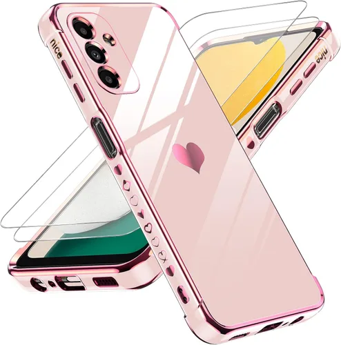 Vista 53 de LeYi Funda para Motorola-G 2025: Love Heart Plating Luxury, Negro
