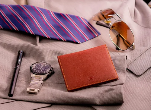 Vista 7 de Mush & Bow Rigel - Cartera para hombre, bloqueo RFID, plegable minimalista, Marrón, Minimalista