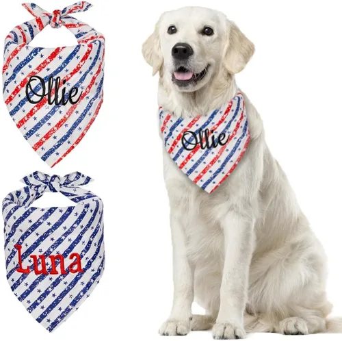 Vista 15 de Bandana personalizada para perro con nombre bordado, bufanda para cuello personalizada, babero triangular, accesorios para mascotas para perros