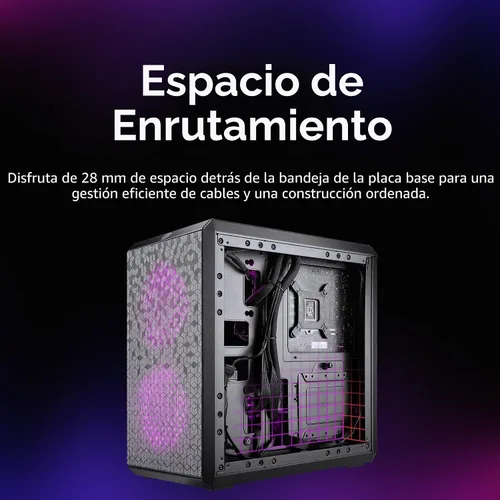 Vista 11 de Cooler Master MasterBox Q300L Torre Micro-ATX con filtro de polvo de diseño magnético, panel lateral acrílico transparente, E/S ajustable y flujo