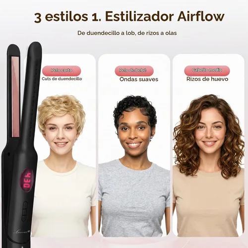Vista 3 de Lanvier Moldeador de flujo de aire, rizador fresco para cabello corto Pixie Negro