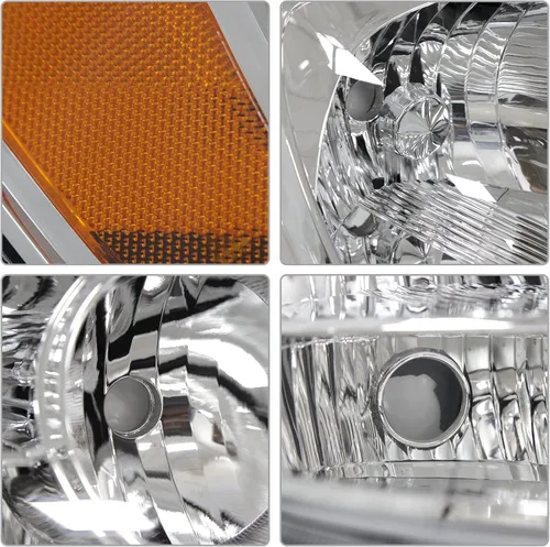 Vista 6 de Conjunto de faros delanteros para Toyota Sienna 2004 2005 carcasa cromada con reflector ámbar izquierda y derecha (sin bombillas)