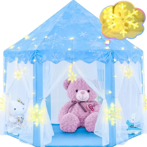 Vista 8 de EVOIONOS Tienda de campaña de princesa para niñas, tienda de campaña de castillo para niñas, tienda de campaña de juego de castillo de princesa