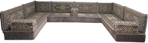 Vista 181 de arabicsofa Sofá en forma de U de estilo árabe para el suelo – Juego de Majlis hecho a mano – Sofá de estilo bohemio