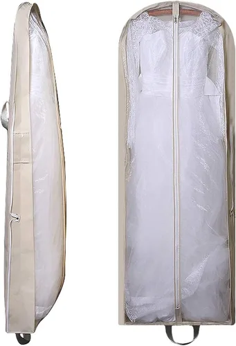 Vista 5 de Bolsa de ropa para vestido de novia de 63 pulgadas, extra grande, plegable, portátil, para viajes, equipaje colgante con bolsillos para mujeres, 5.9