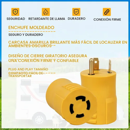 Vista 4 de NEMA TT-30P macho a L14-30R hembra 30 Amp RV adaptador de corriente 125/250