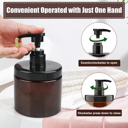 Vista 3 de Dispensador de Bomba de Cosywell 2 Paquetes 16.9oz/500ml Dispensador de Champú y Acondicionador Boca Ancha Dispensador de Jabón de Manos Recargable
