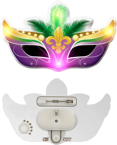 Vista 2 de Pines de solapa con luz corporal intermitente para máscara de Mardi Gras por Blinkee, Acrílico
