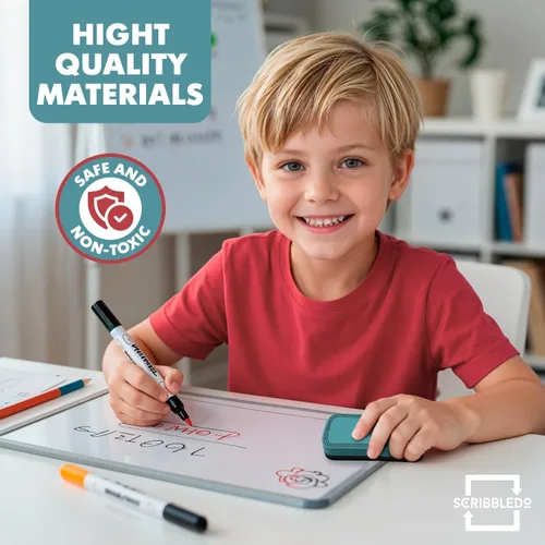Vista 5 de SCRIBBLEDO Magnetic Whiteboard Dry Erase Erasers 2 Pc, 2x4 Inch Eraser Set with Washable Soft Felt Pads, Comfortable Foam Grip Tops and Strong Dual