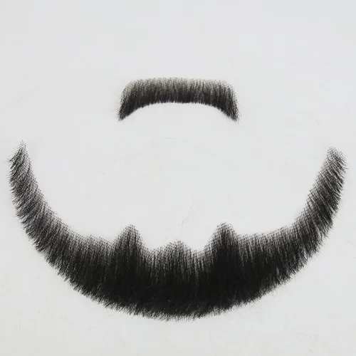 Vista 6 de Extensión de barba facial de cabello humano, bigote negro, disfraz de barba falsa para adultos y hombres, maquillaje realista de encaje, barbas