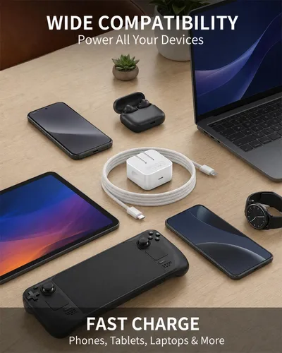 Vista 6 de Adaptador de corriente dinámico de 40 W con 60 W máximo, cargador de pared de carga rápida USB C 40W-60W Dynamic Fast Power Adapter, Foldable