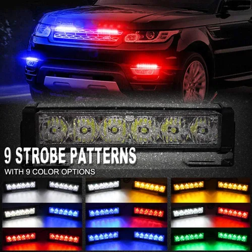 Vista 2 de 2 x 6 LED con 9 modos de advertencia para el tráfico - Luces estroboscópicas impermeables para auto, para interior, techo, salpicaderas, parabrisas