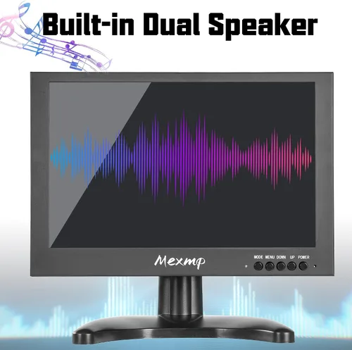 Vista 5 de 10.1" Mini HDMI Monitor 1920x1200 16:10 IPS Metal Housing LCD Display Support HDMI/VGA/AV/BNC Input with Remote Control Built-in Speaker for PC