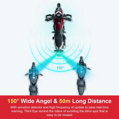 Vista 5 de INNOVV ThirdEYE - Sistema de punto ciego para motocicleta con alerta de voz e indicadores, sistema de asistente de moto impermeable, detecta
