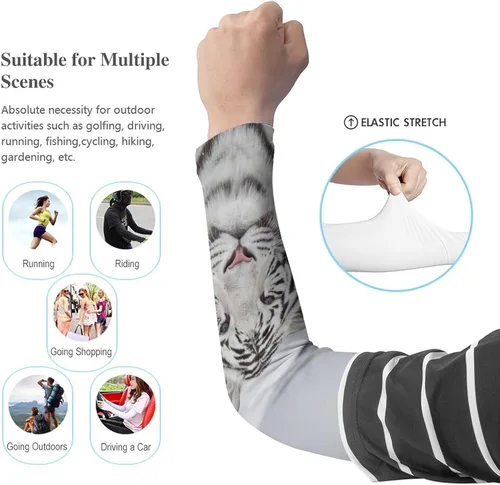 Vista 3 de Mangas de compresión de seda de hielo transpirables para hombres y mujeres, mangas de compresión de seda de hielo con protección solar UV