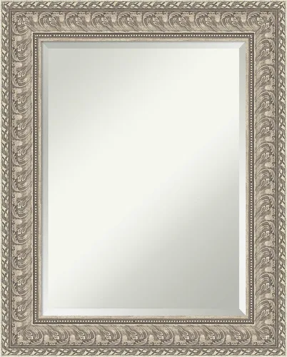 Vista 39 de Amanti Art - Espejo de baño plateado para sobre lavabo, espejo rectangular de níquel cepillado de 33x43, marco moderno extragrande, se cuelga
