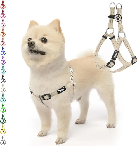 Vista 73 de Pupteck - Arnés para perros sin jalar, suave, ajustable, de nailon, talla básica, chaleco para cachorro, para caminar al aire libre con etiqueta