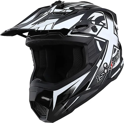 Vista 16 de 1Storm Casco de Motocross para Jóvenes Niños BMX MX Casco de Bicicleta Adolescente Estilo de Carreras; Azul de Carreras + Gafas + Paquete de Guantes