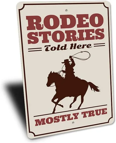 Vista 3 de Rodeo Stories Told Here, Ranch - Letrero de aluminio, 8 x 12 pulgadas
