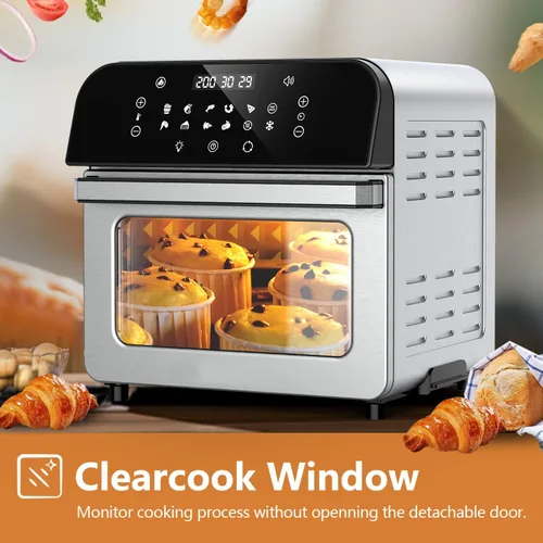 Vista 5 de WHALL Freidora de aire, horno freidora de aire de 5.5 cuartos de galón con pantalla táctil digital LED, funciones de cocción 12 en 1, cesta apta