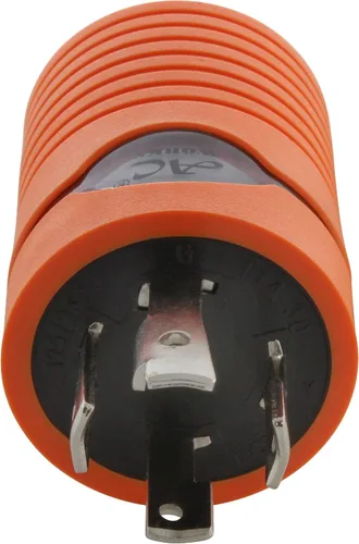Vista 3 de AC WORKS Enchufe de bloqueo de 4 clavijas L14-30P de 30 amperios a conector hembra NEMA 6-20R de 250 voltios (compacto)