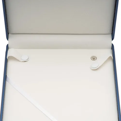 Vista 3 de COWFEX Cadena larga de perlas PU collar caja de regalo vitrina soporte de almacenamiento (azul oscuro)