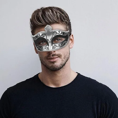 Vista 4 de Máscara de mascarada para hombres, máscara veneciana griega romana, Halloween, cosplay, fiesta, disfraz para hombres, máscara de Mardi Gras