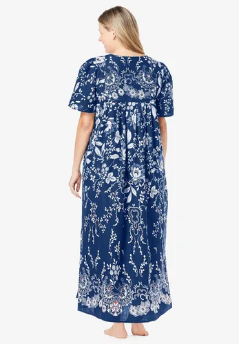 Vista 2 de Only Necessities Vestido de casa con pechera frontal para mujer, talla grande, camisón