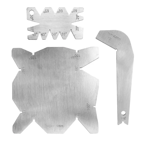 Vista 6 de 3 unids/set brocas Medidores de ángulo de acero inoxidable Sacapuntas Herramientas S/S Medidor de ángulo Herramientas de medición de mano con estuche
