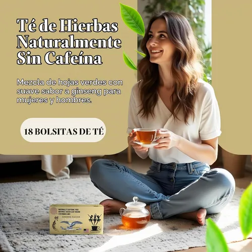 Vista 4 de 3 Ballerina Té de ginseng, bolsas de té de hierbas extra fuertes para hombres y mujeres, 18