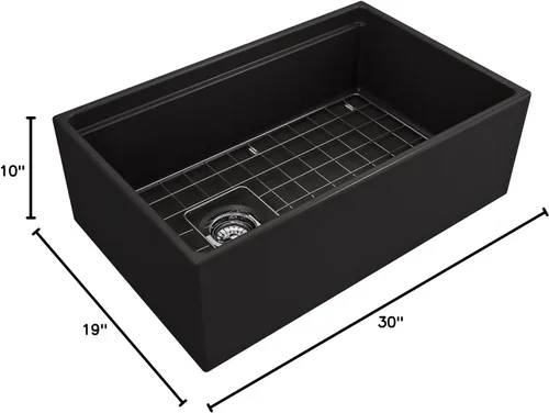 Vista 7 de BOCCHI Contempo - Delantal para estación de trabajo, color negro mate, 30 pulgadas, fregadero de cocina de un solo tazón con accesorios y grifo