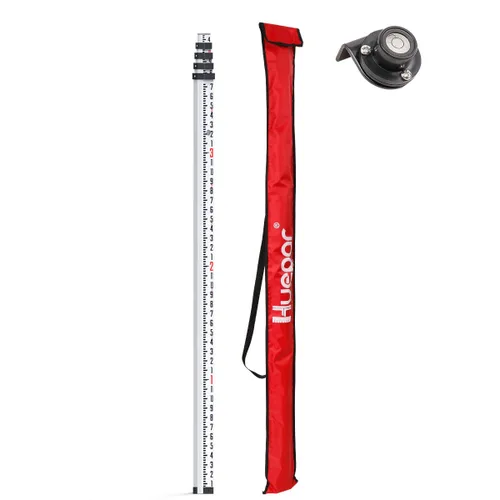 Vista 10 de Huepar Varilla de aluminio de 9 pies de grado -10th 4 secciones telescópicas con nivel de burbuja - Bolsa de transporte suave impermeable incluida