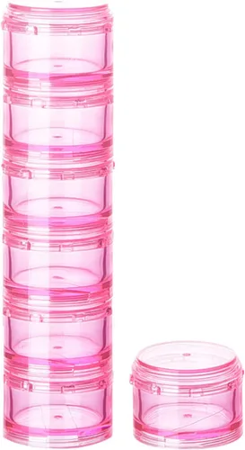 Vista 9 de Organizador de píldoras apilable, estuche de píldoras de viaje de 7 días, pastillero para bolsillo, contenedor portátil de vitaminas y medicamentos