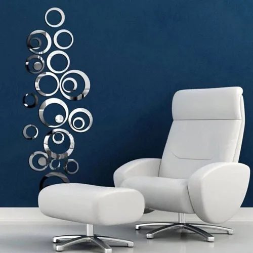 Vista 4 de Calcomanías de espejo, 24 calcomanías redondas de acrílico para decoración de pared, fondo de superficie extraíble, autoadhesivas, decoración