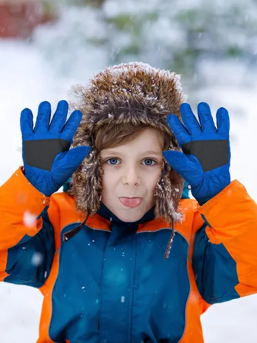 Vista 2 de 2 pares de guantes impermeables para niños, guantes de nieve cálidos para invierno, guantes de esquí para niños y niñas, resistentes al viento