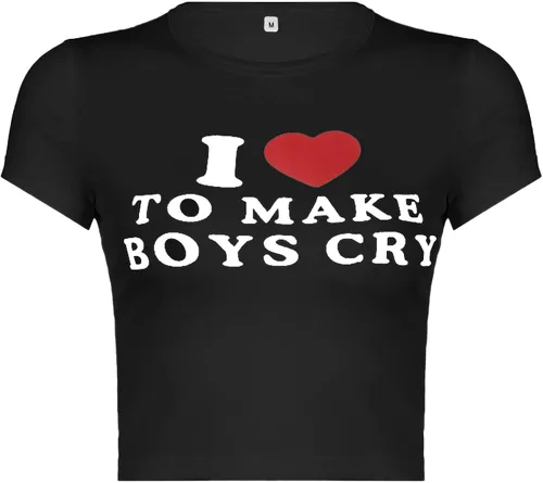 Vista 5 de Kavousa Camiseta corta con texto en inglés "I Love My Boyfriend" de manga larga Y2K, camiseta de gran tamaño para mujeres, adolescentes y niñas