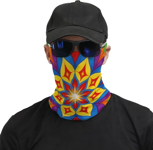 Vista 3 de Colorful Mandala Face Scarf Cover Ear Loop Hole,Outdoors Face Mask for Women Men Sports Yoga Running Hiking Ski Snowboard,Cooling Neck Shield Scarf