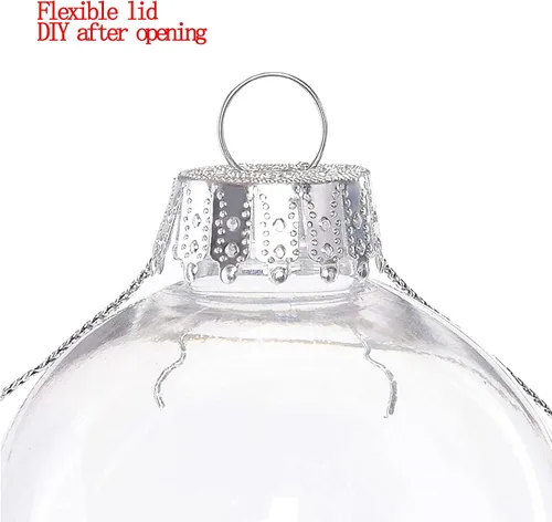 Vista 4 de 12 piezas de bolas rellenables de plástico transparente DIY, bolas de Navidad de 2.36 pulgadas para Navidad, Halloween, cumpleaños, decoración