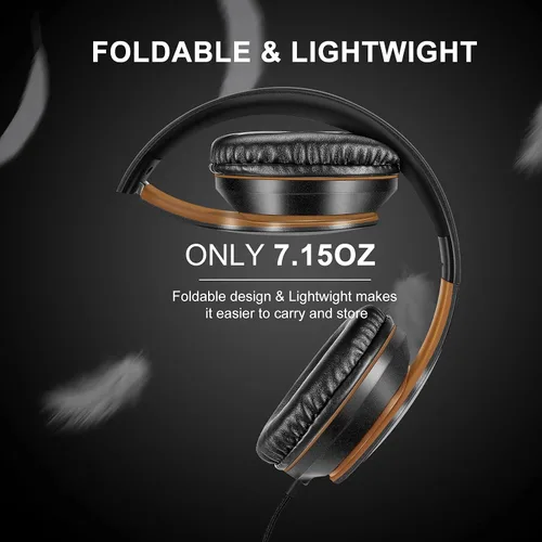 Vista 3 de LORELEI X6 Auriculares Over-Ear con Micrófono, Ligeros Plegables y Portátiles con Graves Estéreo con Cable de 1.45M Sin Enredos para Smartphone