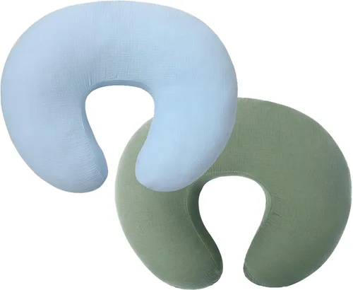 Vista 13 de Owlowla Funda de almohada de muselina para lactancia, funda de algodón suave para almohada de lactancia materna para bebé niño y niña (azul bebé)