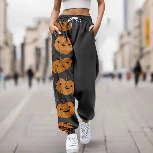 Vista 2 de Lroplie Pantalones de pierna ancha para mujer, pantalones palazzo de cintura elástica para exteriores, pantalones casuales de cintura alta