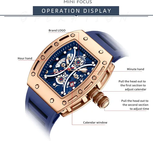 Vista 7 de MF MINI FOCUS Watch Wristwatch Fashion Hollow Big Dial Luminous Waterproof Sport Analog Quartz Business Mens Watches Silicon Strap Dress Watch