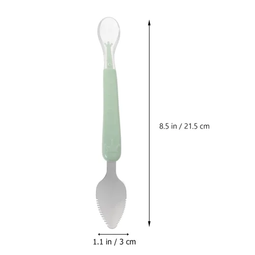 Vista 4 de Cuchara de bebé de doble cabeza, cuchara de silicona para bebés, cuchara de barro, cucharas de alimentación, juego de cuchara de entrenamiento