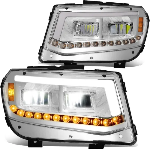 Vista 15 de DNA MOTORING HL-HAY-020-CH Par de faros de halo completos con señal de giro secuencial LED, medio anillo, compatible con modelos 08-14 Dodge