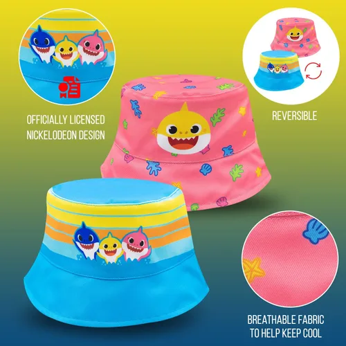 Vista 2 de Sombrero de cubo para niños pequeños, sombrero reversible para niños, sombrero de cubo para niñas pequeñas y sombrero de cubo para niños, tiburón