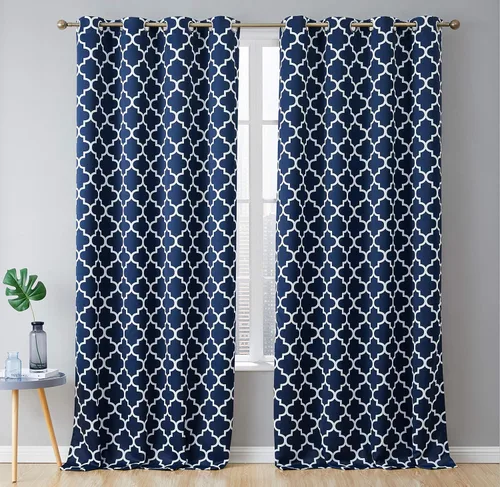 Vista 22 de HLC.ME Paneles de cortinas opacas con estampado de flechas para oscurecer la habitación, con ojales, para habitación de niños, juego de 2