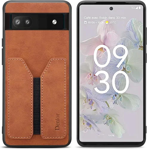 Vista 3 de Kowauri Funda tipo cartera Pixel 6A - Protector delgado de piel sintética para ranura para tarjetas, 2022, marrón