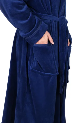 Vista 4 de NY Threads - Bata de baño lujosa en tejido polar con cuello de chal para hombre