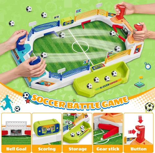 Vista 2 de SpringFlower Mini Mesa de Futbolín para Niños, Juego de Mesa de Fútbol, Regalos para Niños de 4 5 6 7 8-12 Años, Juguetes para Edades 4-6 5-7 8-12