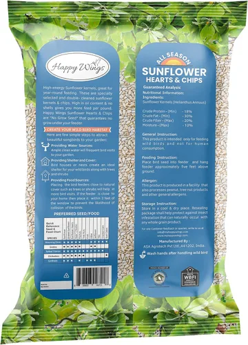 Vista 3 de Happy Wings Corazones y Chips de Girasol - Kernels y Chips de Girasol Comida para Pájaros - 5 Lb Sin Desorden, Sin Desperdicio I Semillas que No